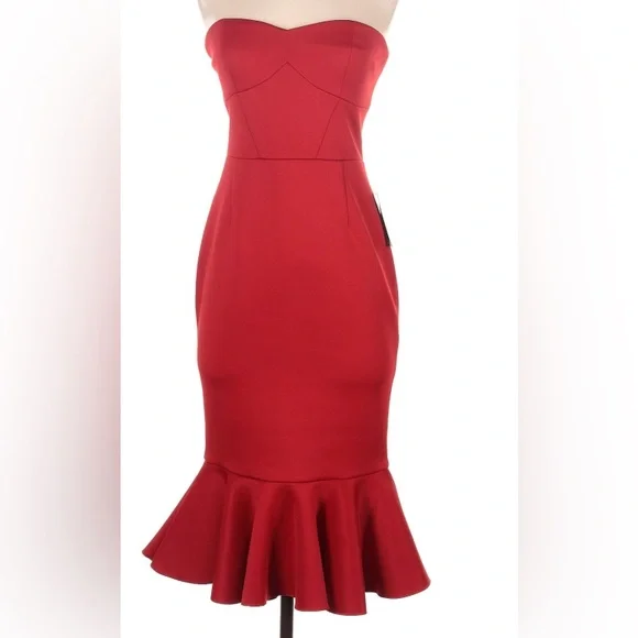 Express Strapless Red Mermaid Dress - Size: 4 - Picture 1 of 9
